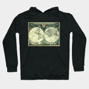 Antique Old World Double Hemisphere Map by Joan Blaeu, 1662 Hoodie